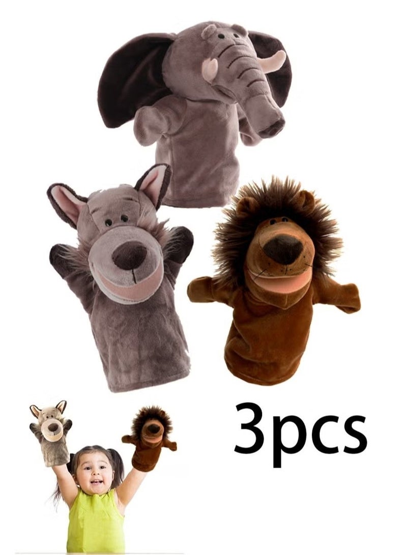 OMEVE 3PCS Animal Hand Puppet Set for Kids and Adults - Premium Soft Plush Toys with Moveable Mouths - Great for Storytelling, Teaching, Preschool, Role Play - Durable, Lifelike, Educational Puppets - Image 1
